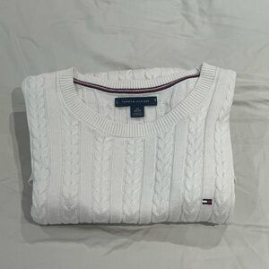 White Tommy Hilfiger Cable Knit Sweater